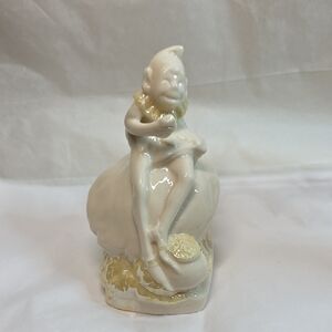 Belleek Leprechaun on Mushroom with Pot o' Gold 6th Green Mark